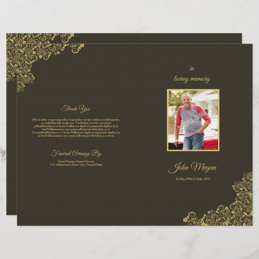 Brochure over het begrafenisprogramma (Voorkant / Achterkant)