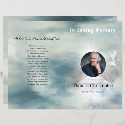 Brochure over het begrafenisprogramma Sjabloon (Voorkant / Achterkant)