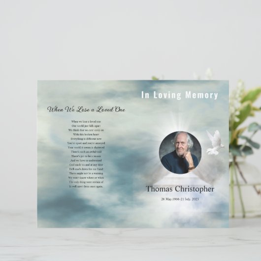 Brochure over het begrafenisprogramma Sjabloon (Staand voorkant)