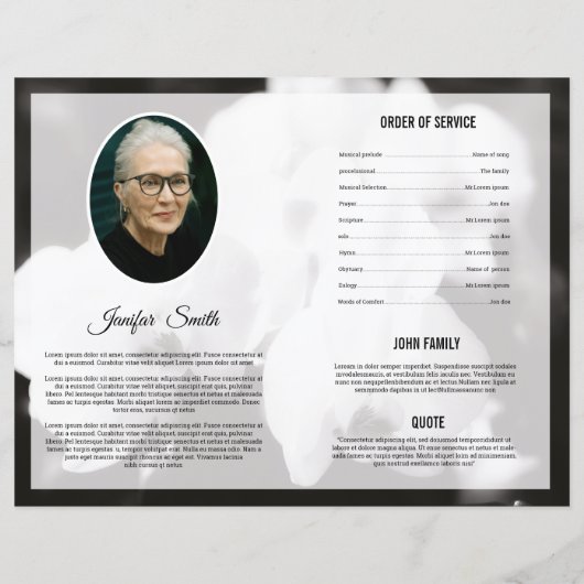 Brochure over het begrafenisprogramma Sjabloon (Achterkant)