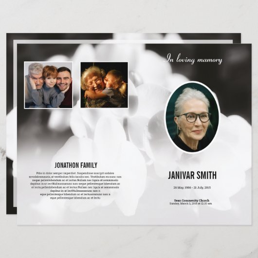 Brochure over het begrafenisprogramma Sjabloon (Voorkant / Achterkant)