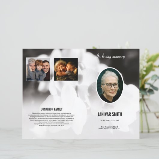 Brochure over het begrafenisprogramma Sjabloon (Staand voorkant)