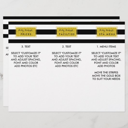 Brochure over het menu Gold Glamor Black Stripes S (Voorkant / Achterkant)