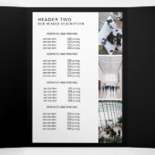 Brochure over matige minimalistische zwart-witprij drieluik kaart (Binnenkant midden)