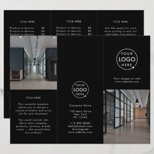 Brochure over moderne zakelijke Logo - zwarte foto (Voorkant / Achterkant)