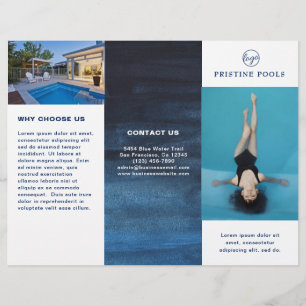 Brochure over poolservice Zakenmarineblauw drievou