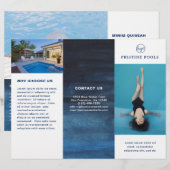 Brochure over poolservice Zakenmarineblauw drievou (Voorkant / Achterkant)