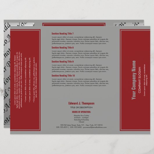 Brochure over rode grijze eenvoudige rand (Voorkant / Achterkant)