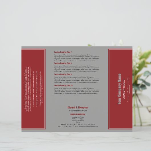 Brochure over rode grijze eenvoudige rand (Staand voorkant)