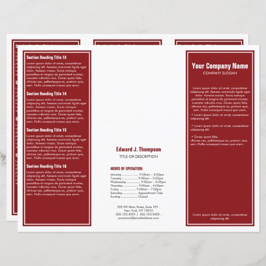 Brochure over rode witte eenvoudige rand (Voorkant / Achterkant)