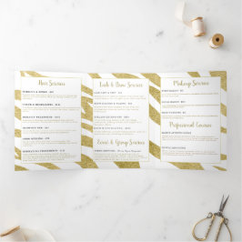 Brochure over schoonheidsdiensten drieluik kaart