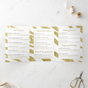 Brochure over schoonheidsdiensten drieluik kaart