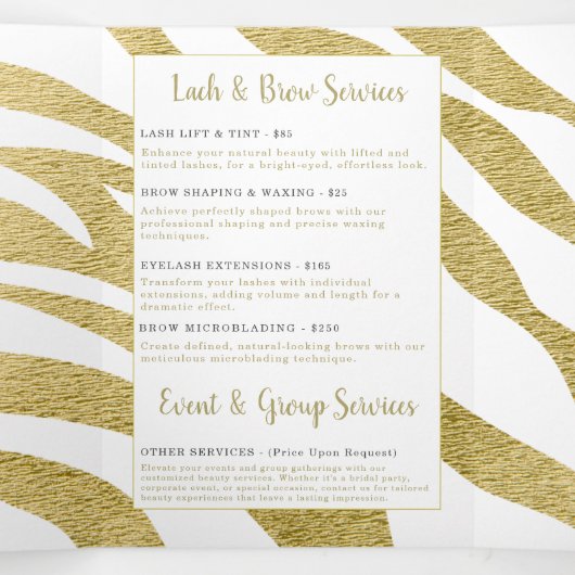 Brochure over schoonheidsdiensten drieluik kaart (Binnenkant midden)