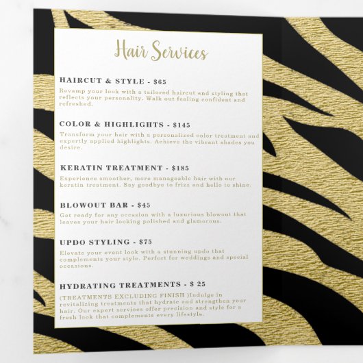 Brochure over schoonheidsdiensten drieluik kaart (Binnenzijde eerst)