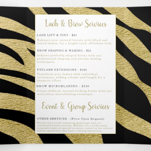 Brochure over schoonheidsdiensten drieluik kaart (Binnenkant midden)