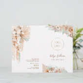 Brochure over tropisch beige en muntservicemenu (Staand voorkant)
