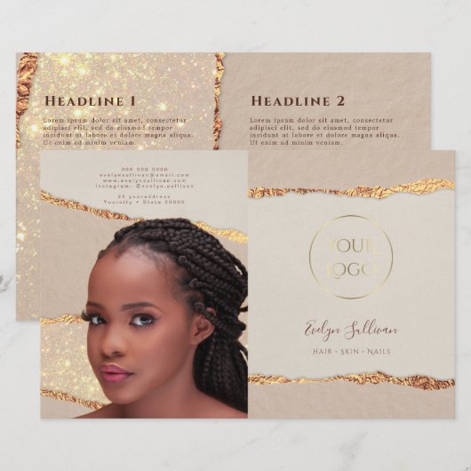 Brochure over tweeledig papierformaat in papierfor (Voorkant / Achterkant)