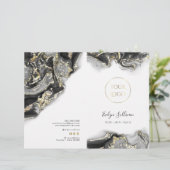 Brochure over zwart marmerend design service-menu (Staand voorkant)