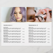 Brochure over zwart marmerend design service-menu (Achterkant)