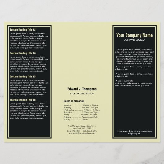 Brochure over zwarte gele eenvoudige rand (Voorkant)