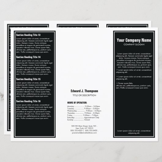 Brochure over zwarte witte eenvoudige rand (Voorkant / Achterkant)