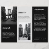 Brochure over zwarte & witte moderne zakelijke dri (Achterkant)