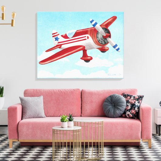 brochure: rood, wit en blauw canvas afdruk (Insitu (Woonkamer))