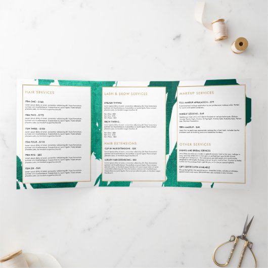 Brochure Smaragdgroene penseelstreken Drieluik Kaart (Binnen)