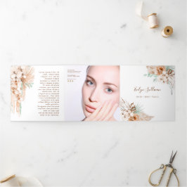 Brochure tropisch beige en munt drievoudig drieluik kaart