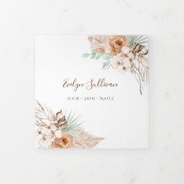 Brochure tropisch beige en munt drievoudig drieluik kaart