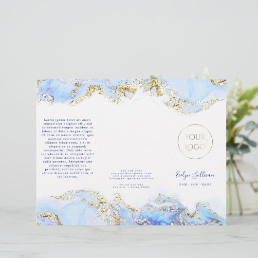 brochure voor blauw marmerontwerp (Staand voorkant)