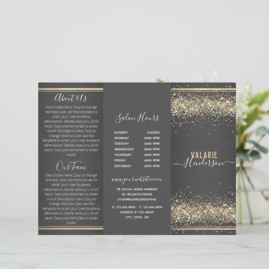 Brochure voor chic Glitter en pensed Metal Trifold (Staand voorkant)