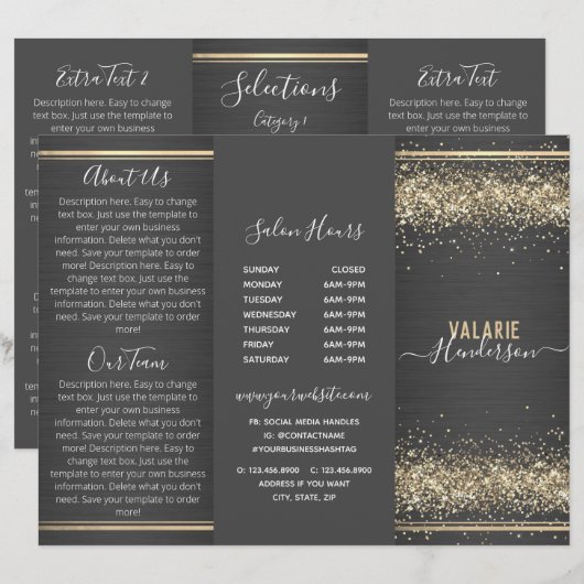 Brochure voor chic Glitter en pensed Metal Trifold (Voorkant / Achterkant)