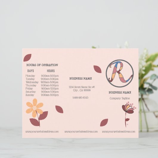 Brochure voor de Floral-tri-Fold-prijslijst voor k (Staand voorkant)