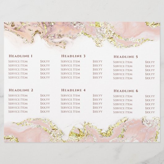 brochure voor roze marmerontwerpen (Achterkant)