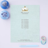 Brochure Yoga Studio Gold Lotus Logo Blue Linen (Enkel)