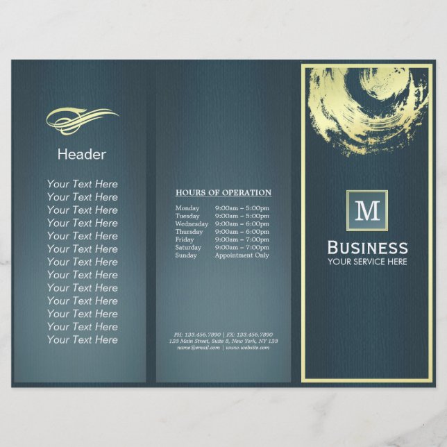 Brochures over het bloedbad in Tri-Fold Gold Blue- (Voorkant)