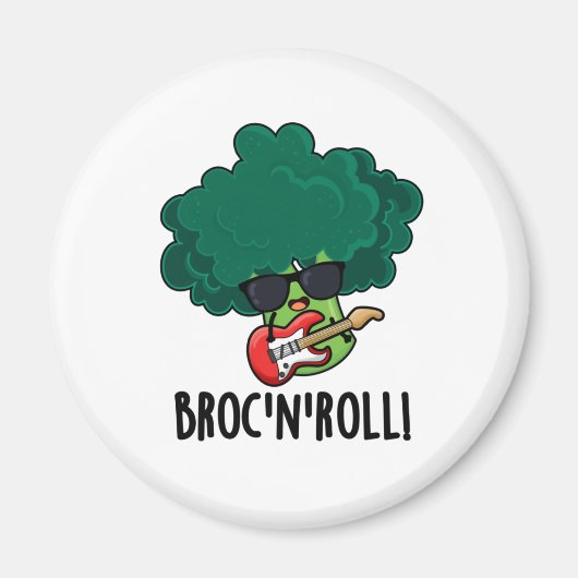 Brock en Roll Funny Veggie Broccoli Pun Magneet (Voorkant)