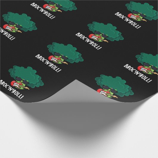 Brock n Roll Grappig Veggie Broccoli Pun Dark BG Cadeaupapier (Hoek)