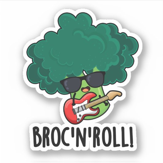 Brock n Roll Grappig Veggie Broccoli Pun Sticker (Voorkant)