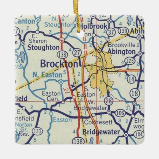 Brockton MA  Map Keramisch Ornament (Voorkant)