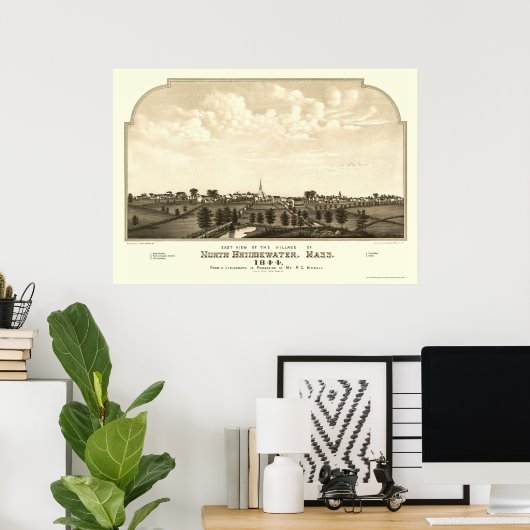 Brockton, MA Panoramic Map - 1844 Poster (Thuiskantoor)