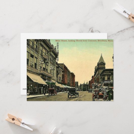 Brockton, Massachusetts, antiek 1910. Kaart (Voorkant / Achterkant in situ)