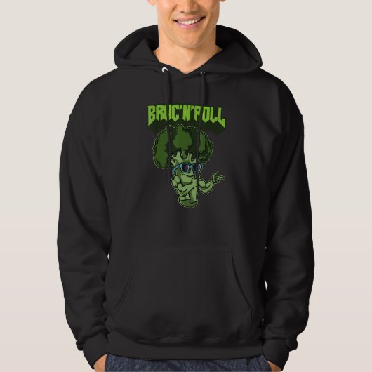 Broc'n'roll Veggie Vegan Vegetarian Broccoli Hoodie (Voorkant)