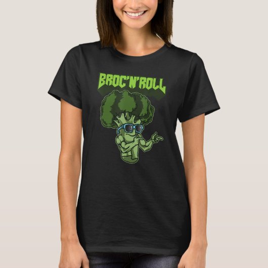 Broc'n'roll Veggie Vegan Vegetarian Broccoli T-shirt (Voorkant)
