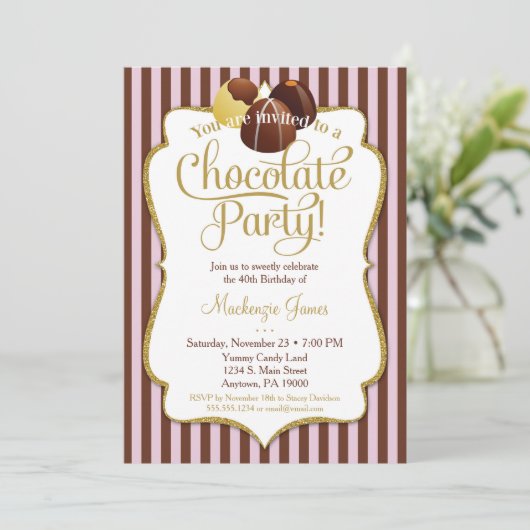 Brocolate Party Invitation Birthday Dessert Kaart (Staand voorkant)