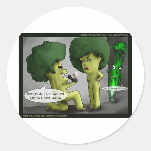 Brocolli Bride Funny Kaarten T - shirts Mokken en Ronde Sticker (Voorkant)