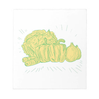 Brocolli Capsicum Onion Tekening Notitieblok