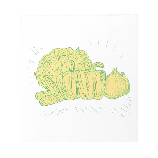 Brocolli Capsicum Onion Tekening Notitieblok (Voorkant)
