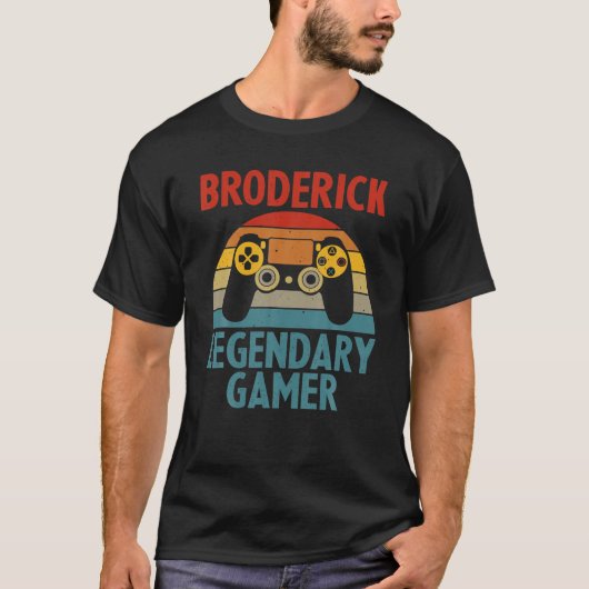 BRODERICK Gift Name Persoonlijk Funny Gaming Geek T-shirt (Voorkant)
